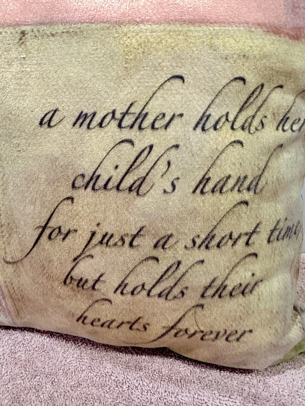 Mother’s Day Decorative Throw Pillow in Pink and Cream 14x14